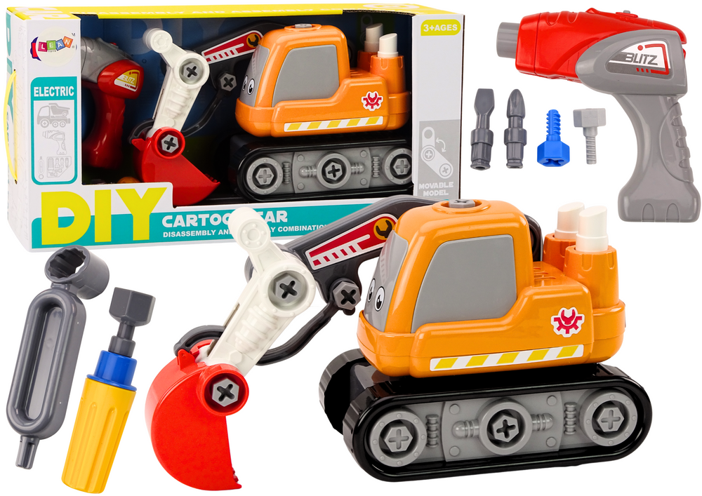 Cartoon Crawler Excavator For Turning DIY Orange