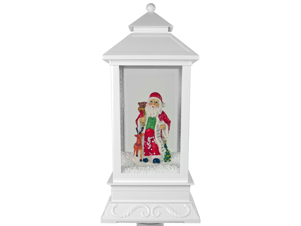 Christmas Decoration Lantern with Santa White Carols Lights