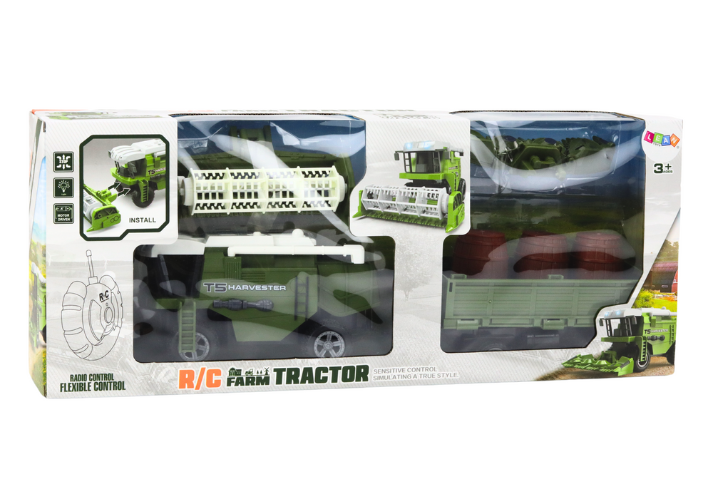 Combine Harvester Agricultural Machine Grain RC Remote Controlled Trailer Green