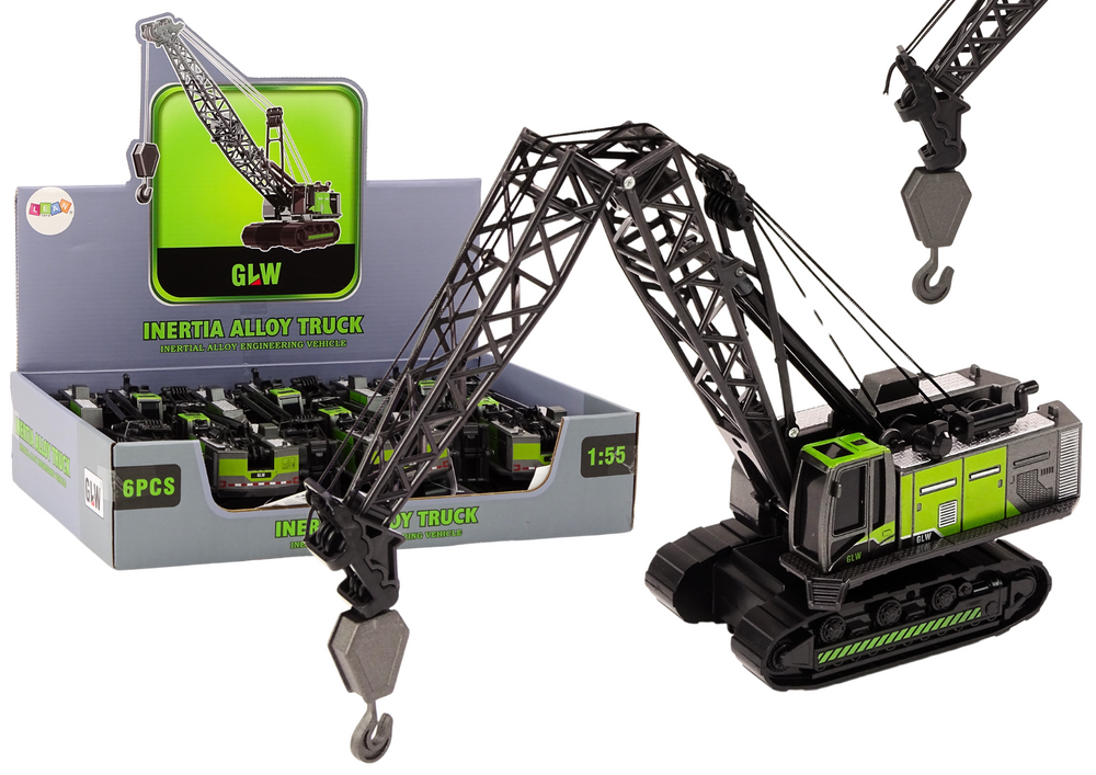 Crawler Crane Metal Hook Crane 1:55 Black and Green