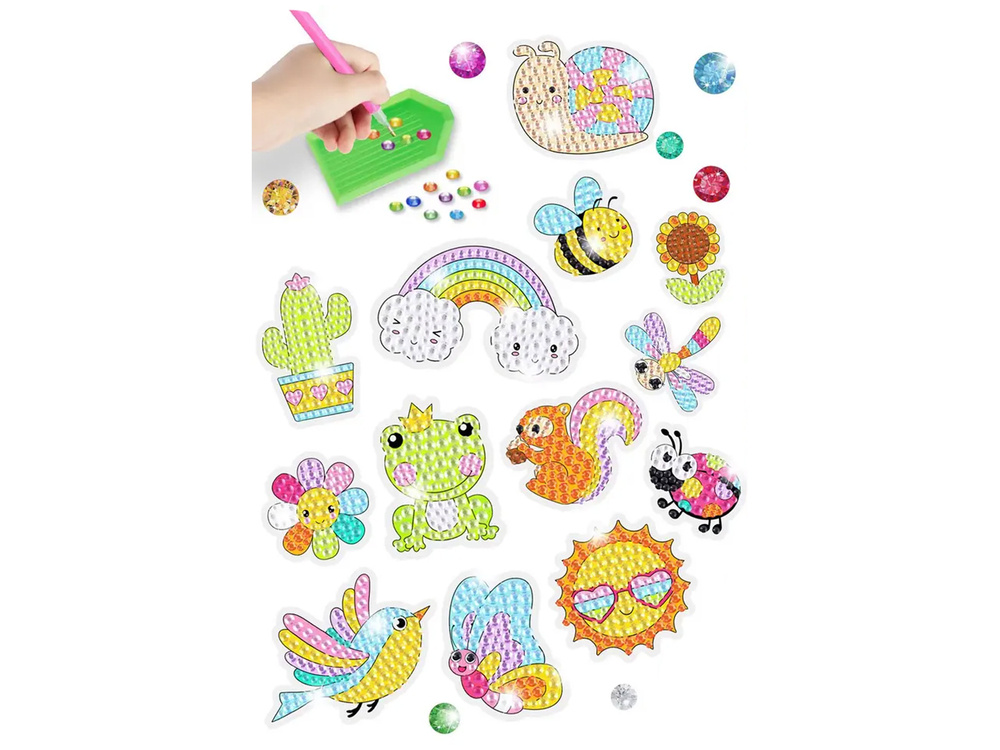 Diamond Embroidery Sticker Set Animals Garden Rainbow Mosaic