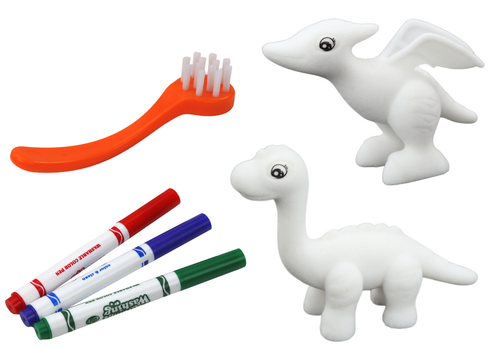 DIY Art Set Dinosaurs Figurines 2pcs Markers Brush