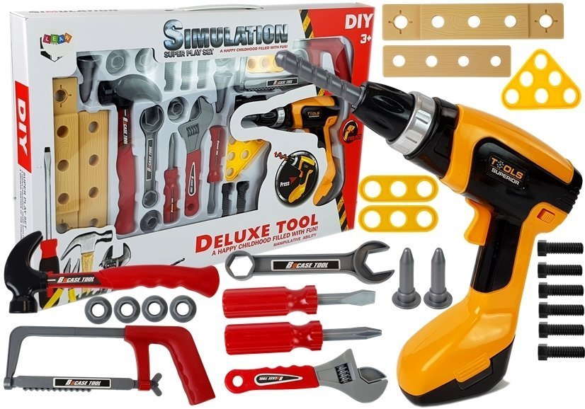 DIY Tool Set 29 Pieces Drill Hammer Saw