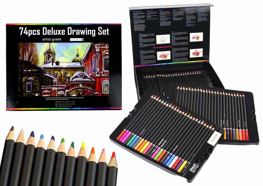 Drawing Set, Crayons in a Box, 74 pcs. XXL