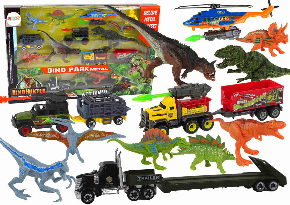 Helicopter Dinosaurs Vehicle Set 8 Colorful Pcs