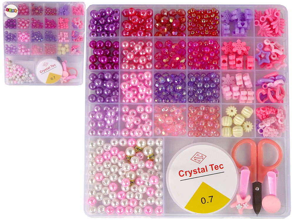 Jewellery Making Bead Set Pink Pendants Clips