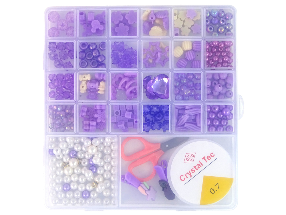 Jewellery Making Bead Set Purple Clips