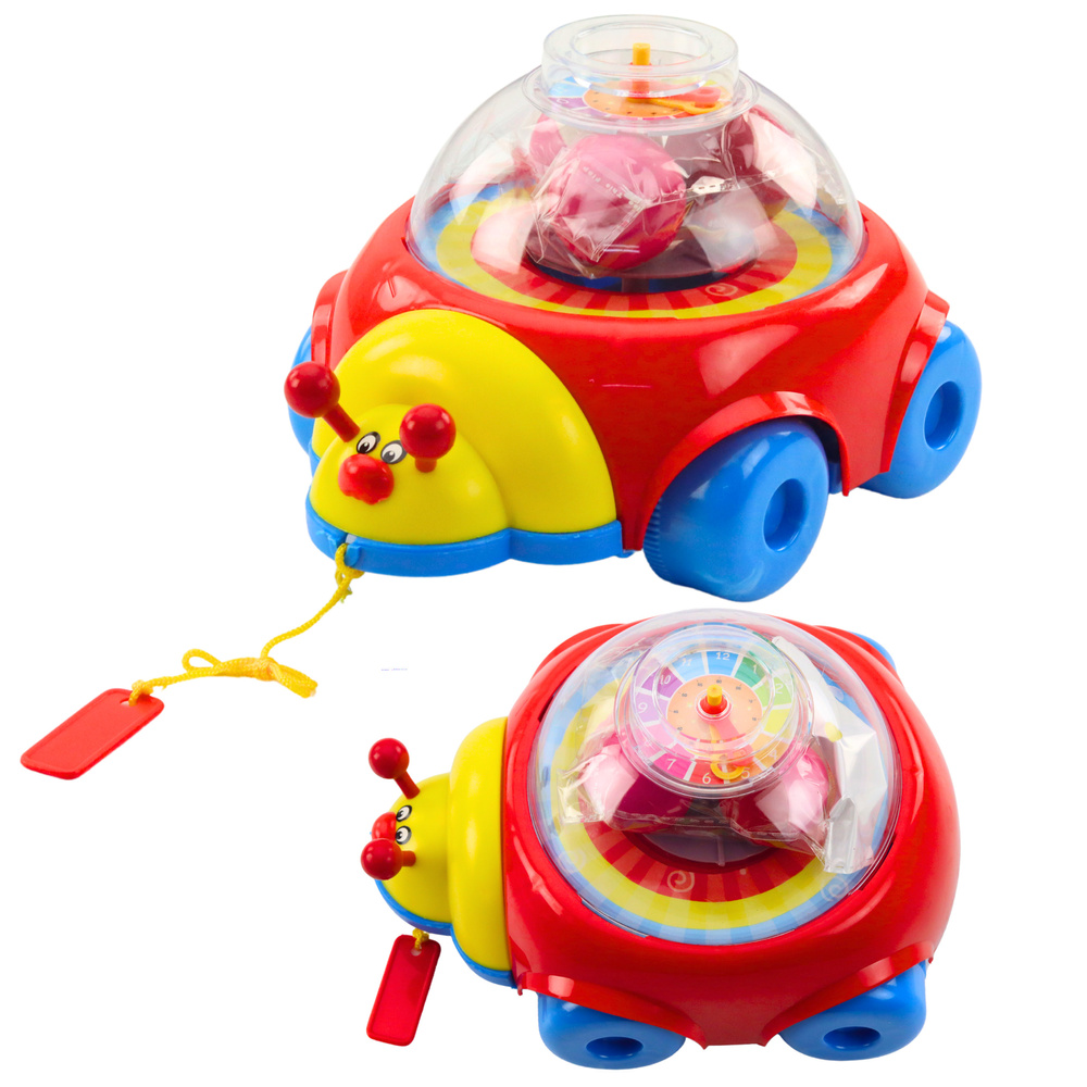 Ladybug Ride-on Pull Toy With Balls And Clock Colorful