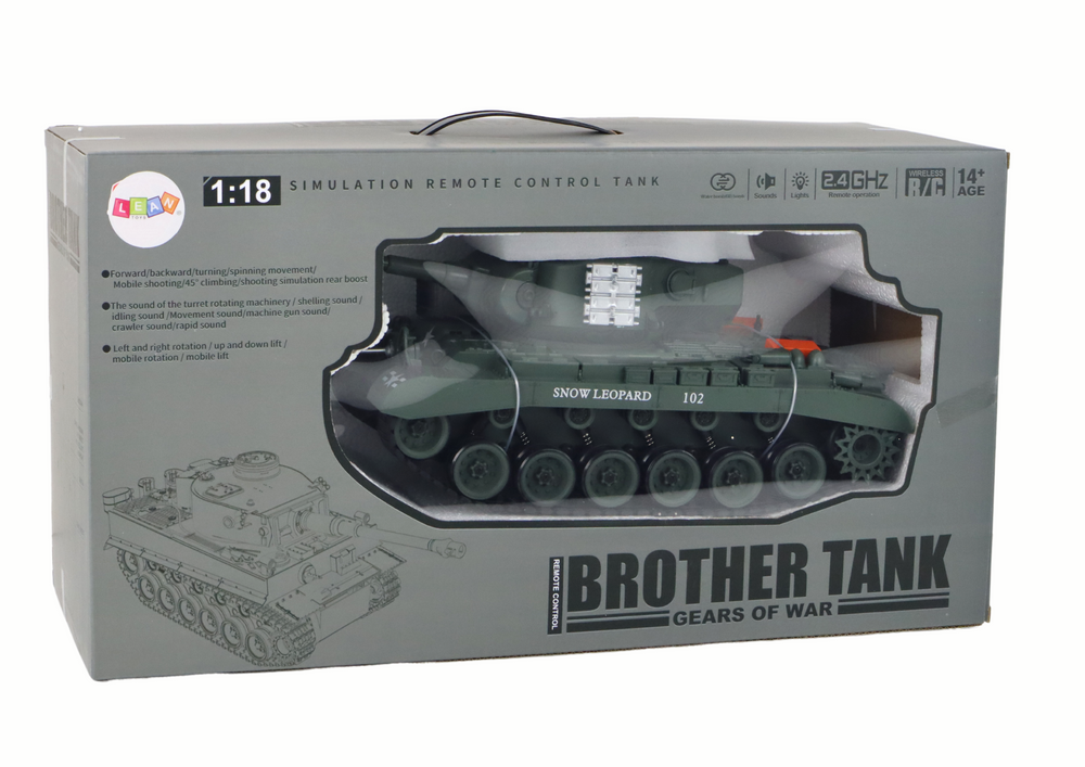 Leopard RC Tank Remote Controlled Cannon 1:18 Gray