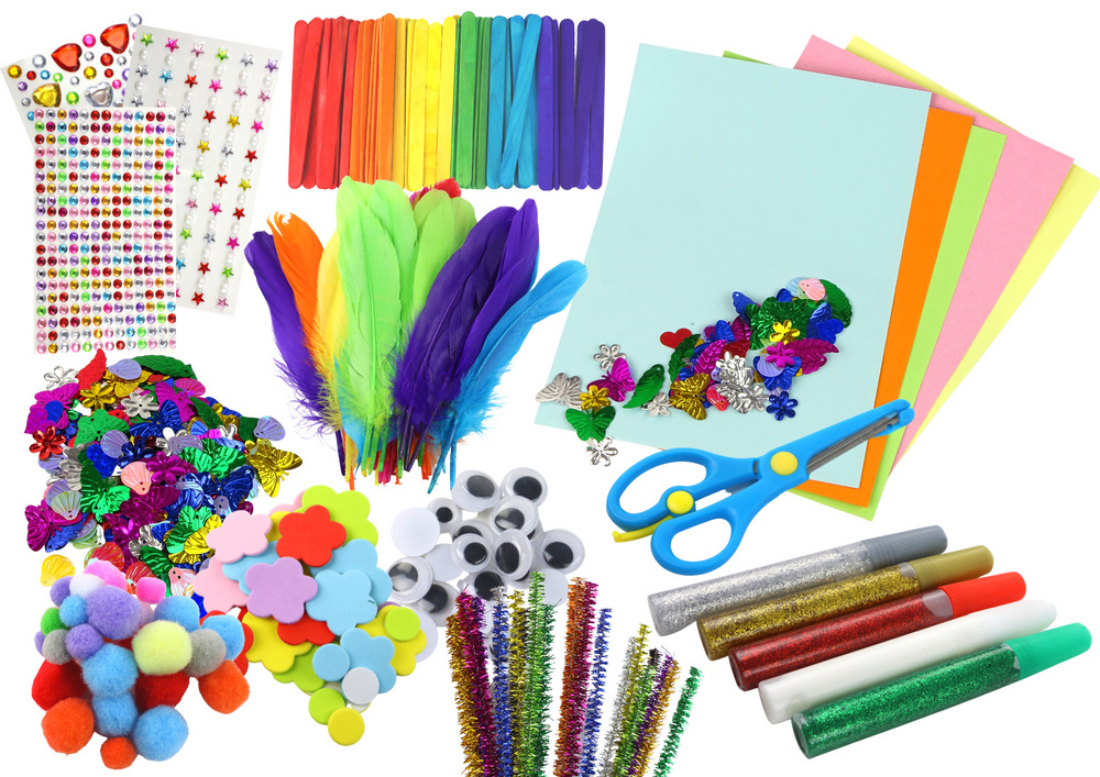 Little Artist's Creative Set Stickers Pompoms Feathers Glitter