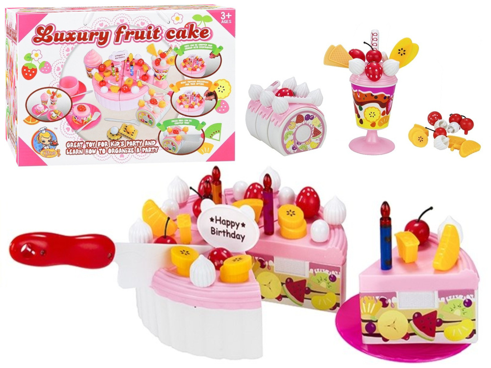 Luxury Fruit Cake Realistic Safe Cutting Sweets Birthday Velcro