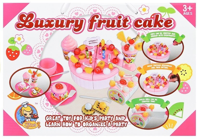 Luxury Fruit Cake Realistic Safe Cutting Sweets Birthday Velcro