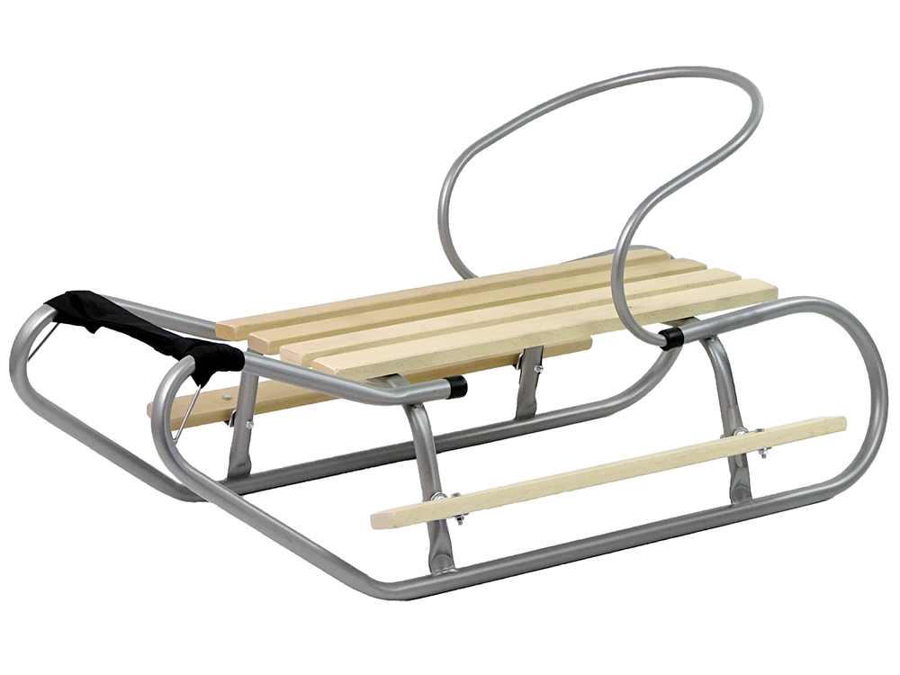 Metal Sled with backrest Strap Silver