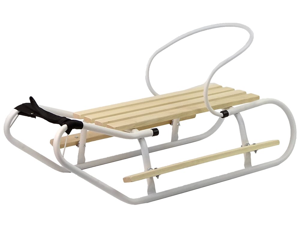 Metal Sled with Backrest Strap White