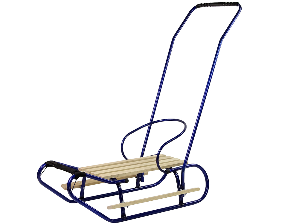 Metal Sled with Push Bar Backrest Strap Blue