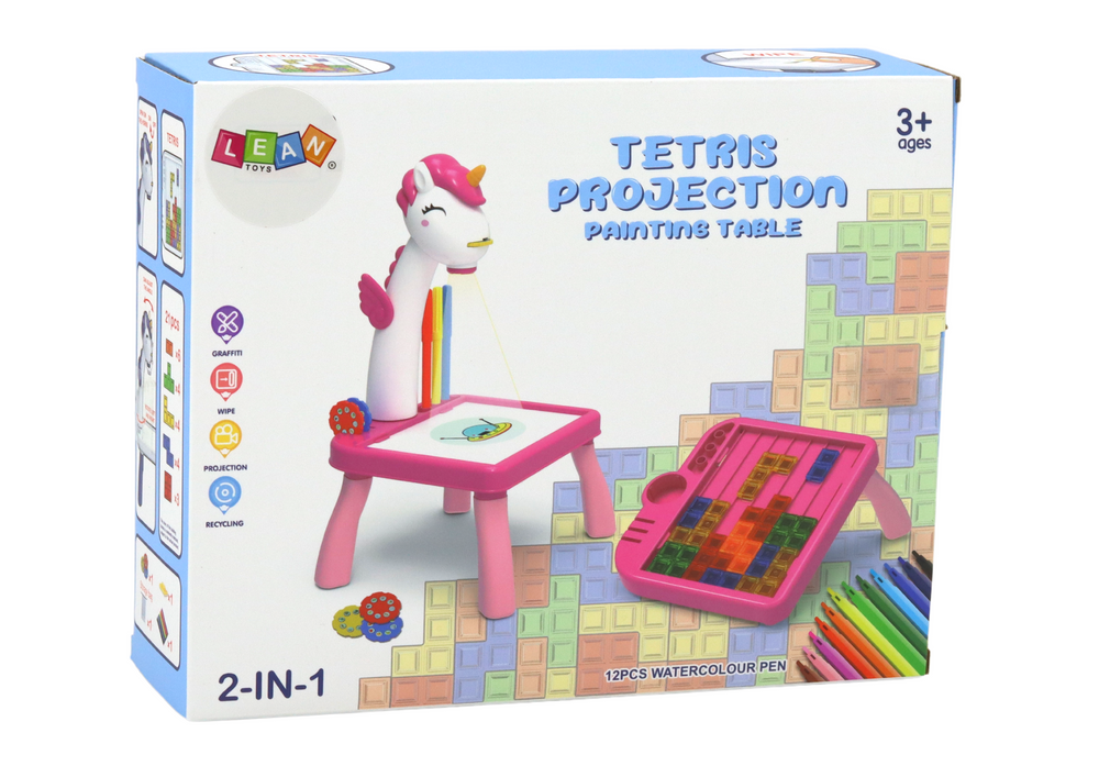 Mini Projector Tetris Table 2in1 Blue Unicorn