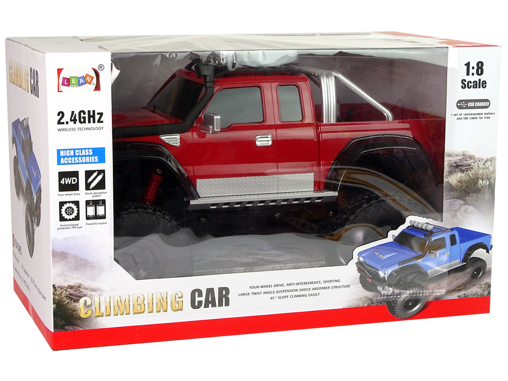 Off-road car R/C 2.4G Climbing Car 1:8 Red 4x4