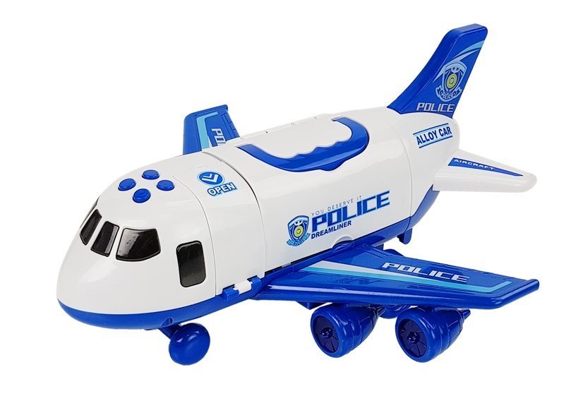 Police Folding Plane with Cars 1:64 with lights and sounds