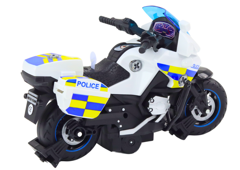 Police Turning Motorcycle DIY Lights Sounds White