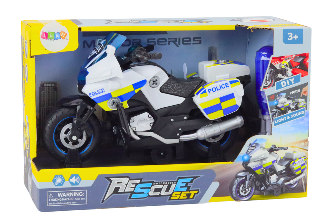 Police Turning Motorcycle DIY Lights Sounds White