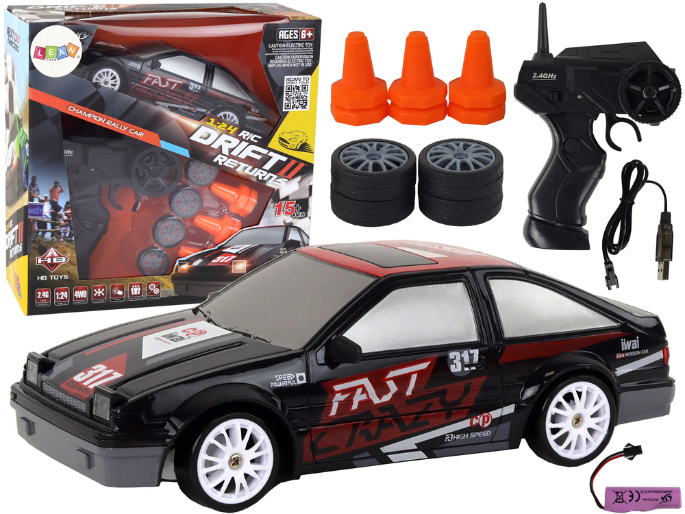 Radiovadāmā mašīna ar pulti Sports Car 1:24 Black