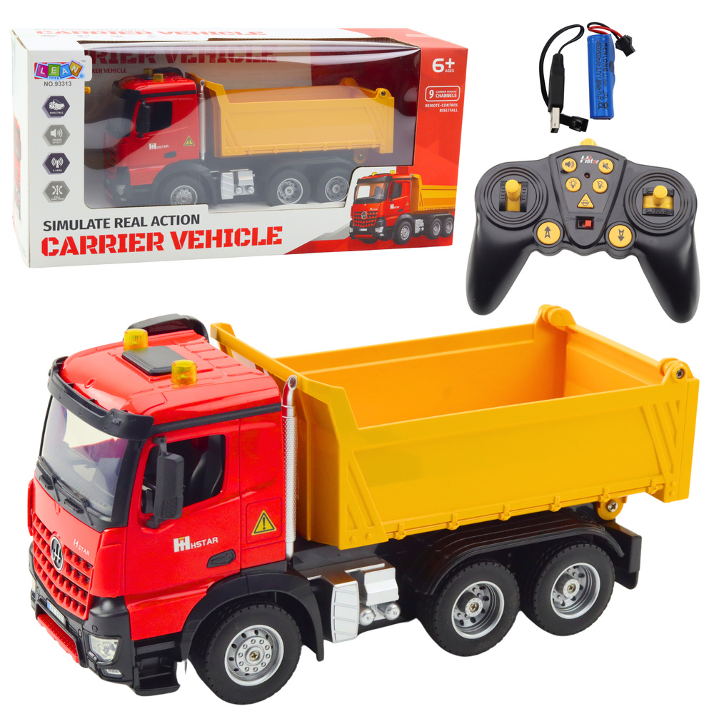 Remote Control Dump Truck RC 2.4G Sounds Yellow-Red