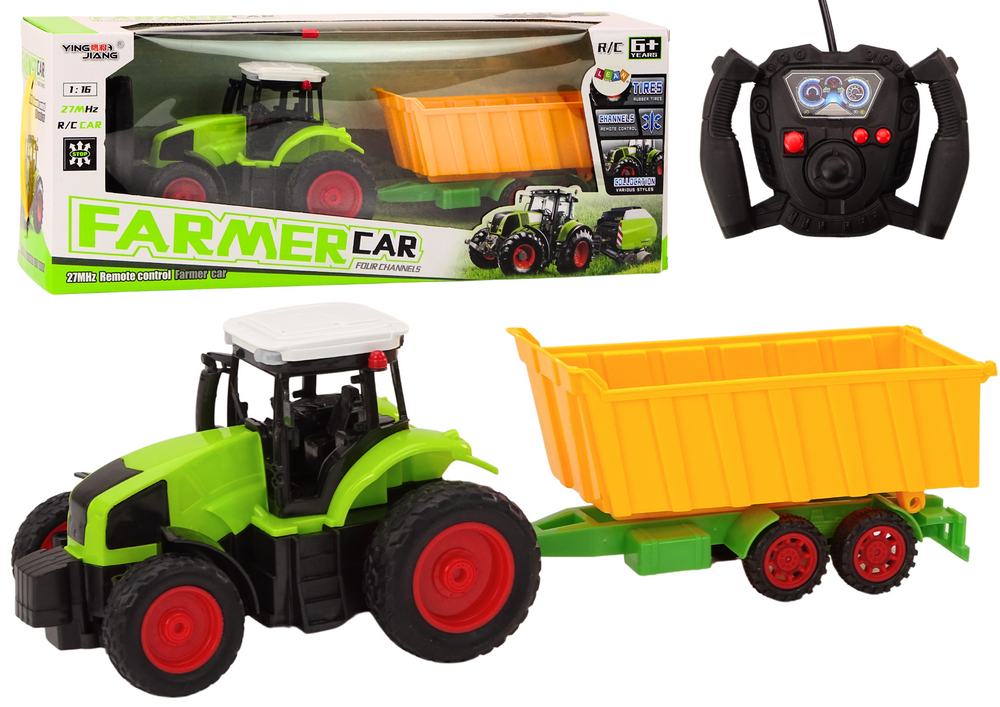 Remote Controlled Tractor With Trailer RC 1:16 Green Remote Control