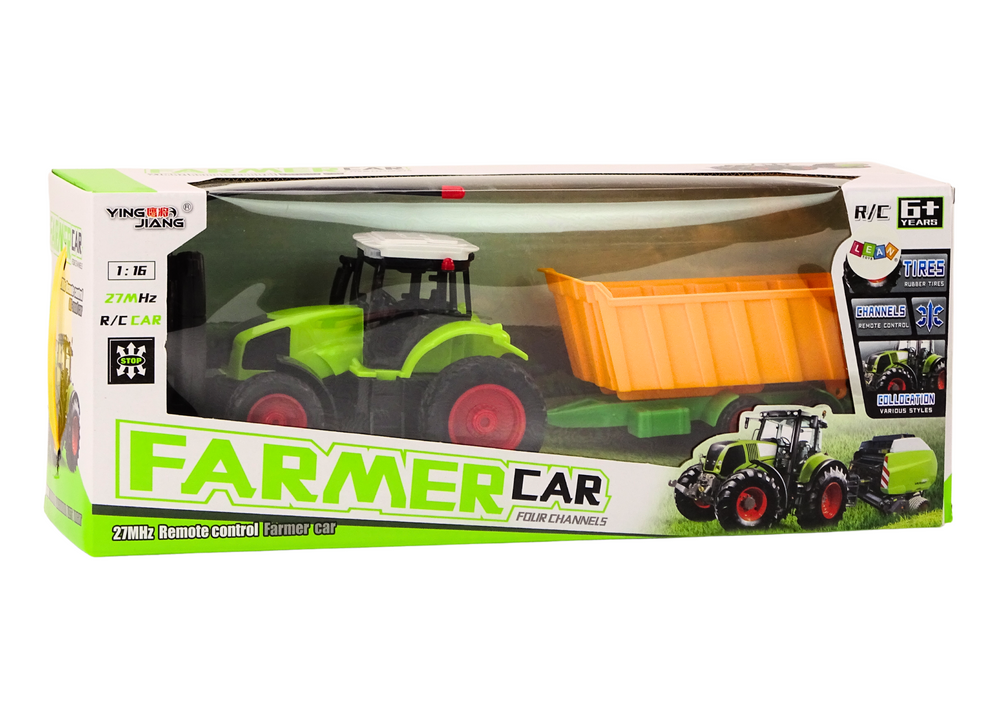 Remote Controlled Tractor With Trailer RC 1:16 Green Remote Control