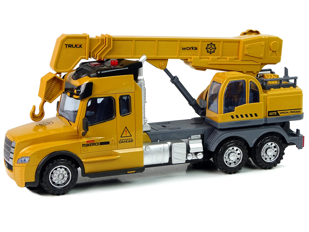 Remote Controlled Truck Crane Pilot 2.4G Lights Sounds Yellow