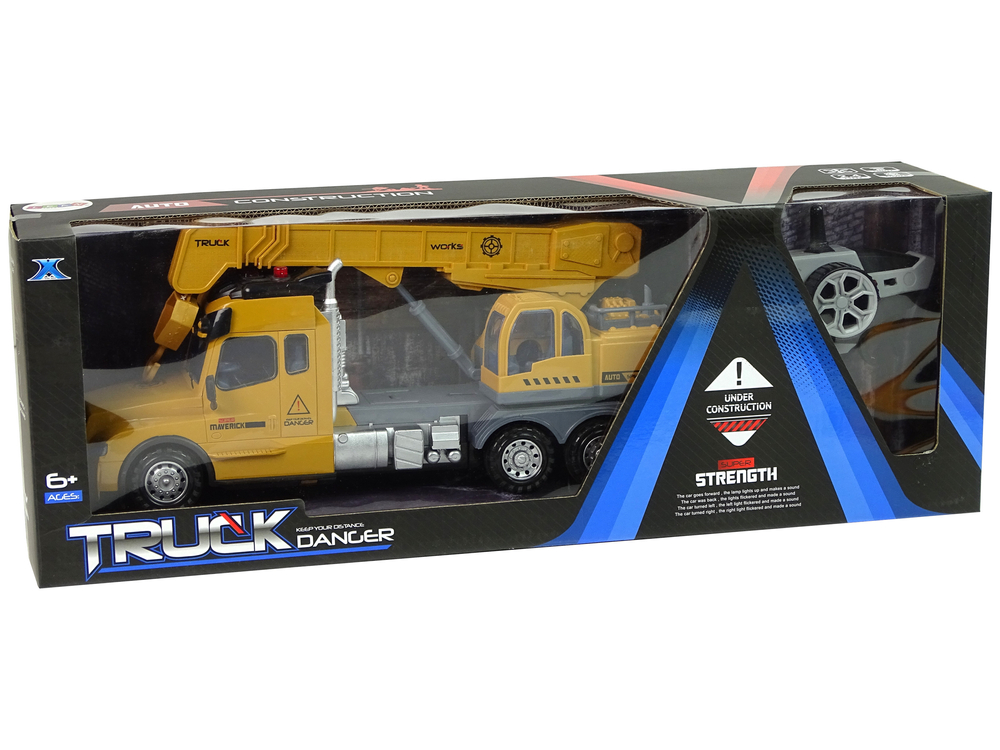 Remote Controlled Truck Crane Pilot 2.4G Lights Sounds Yellow