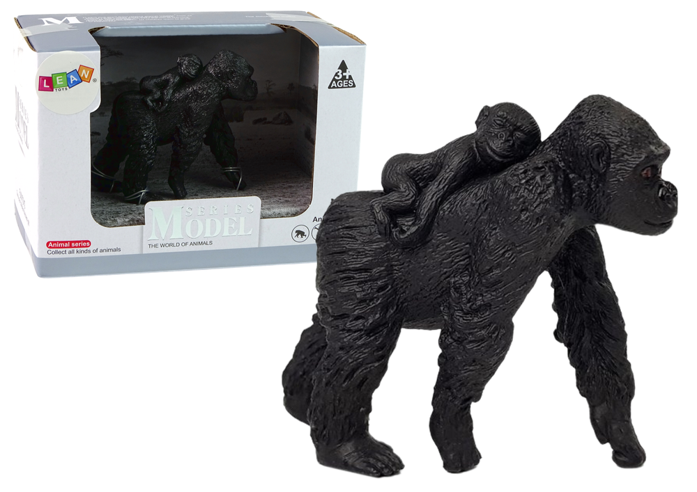 Set Gorilla Figurine with Baby Animals