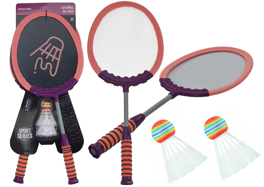 Set of 2 Badminton rackets, 2 Badminton shuttles, pink