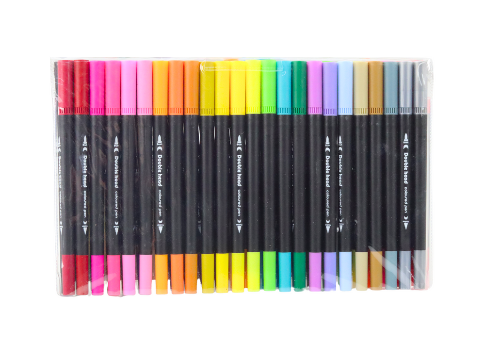 Set of 48 double-sided markers in various colors in an organizer