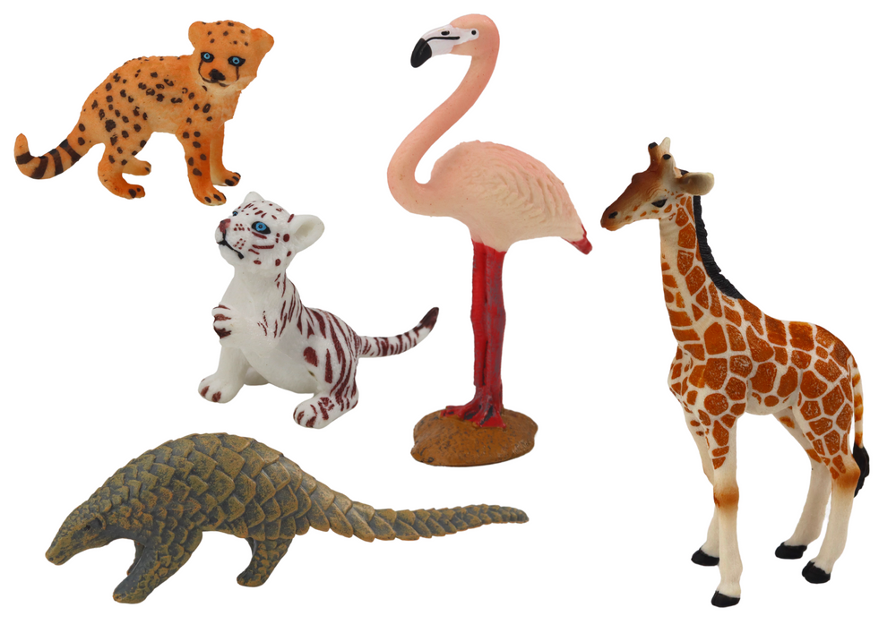 Set of Animals Figurines Giraffe Flamingo Elephant Tiger