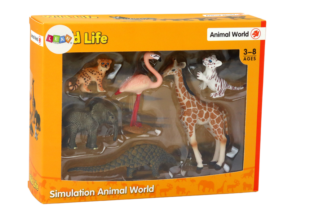 Set of Animals Figurines Giraffe Flamingo Elephant Tiger