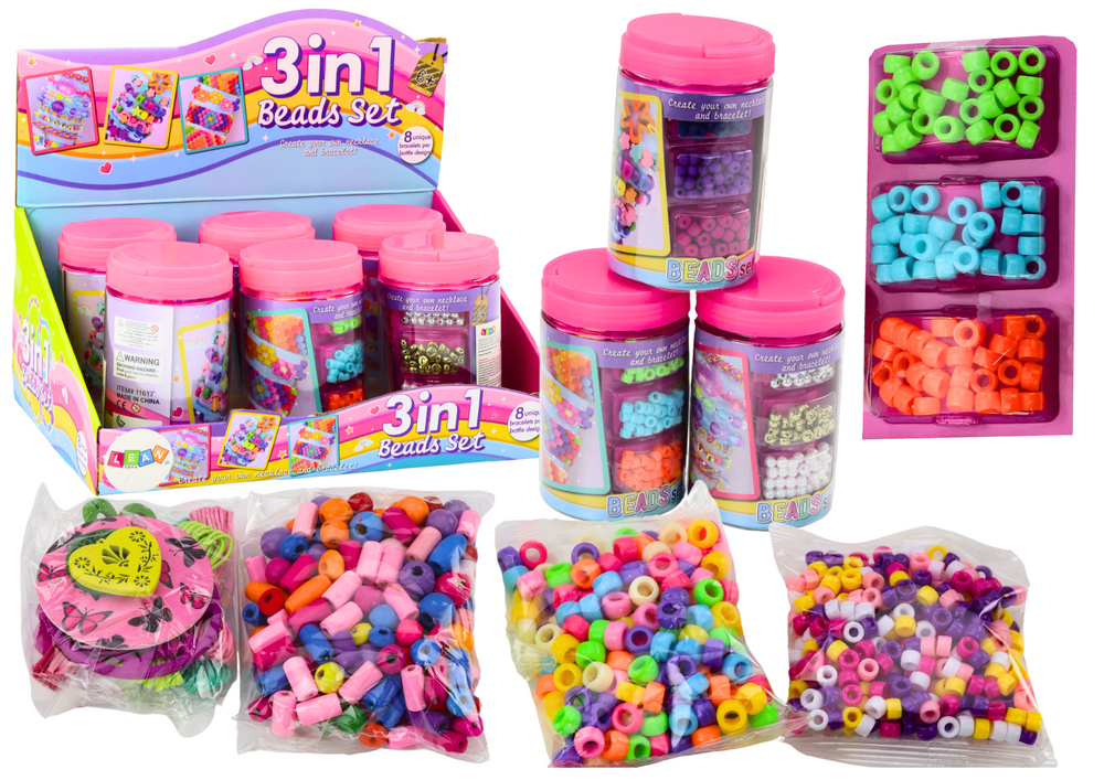 Set of beads in a jar for creating jewelry 3in1