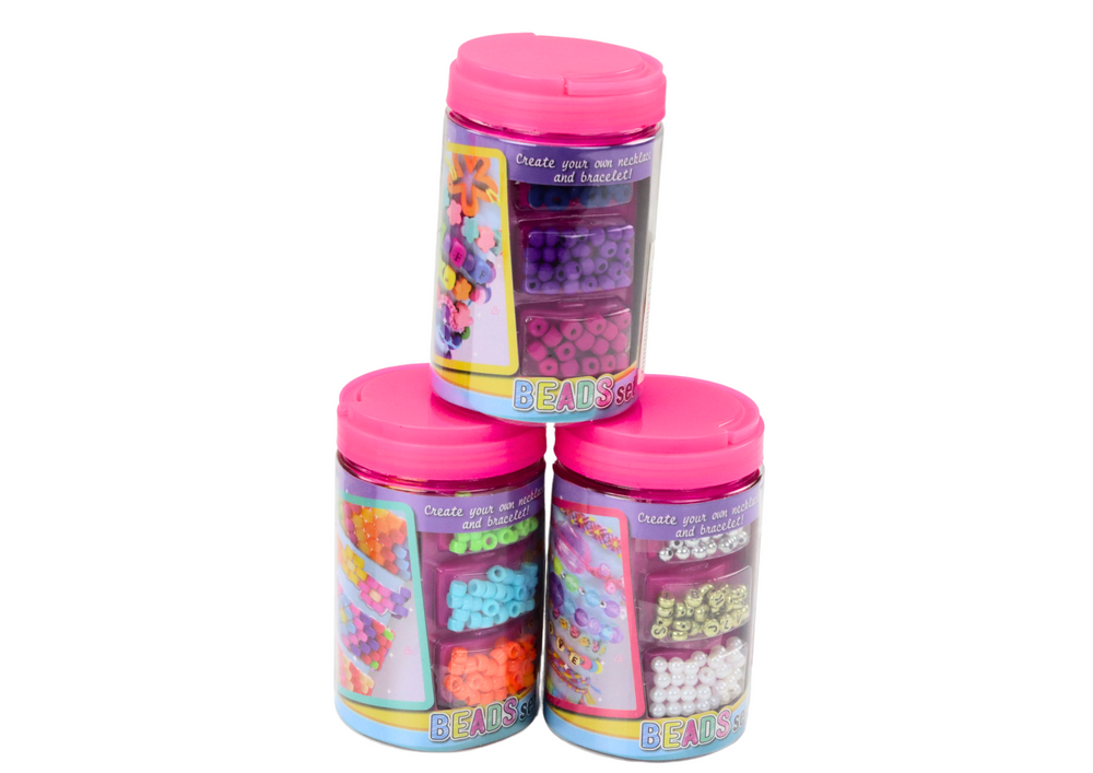 Set of beads in a jar for creating jewelry 3in1