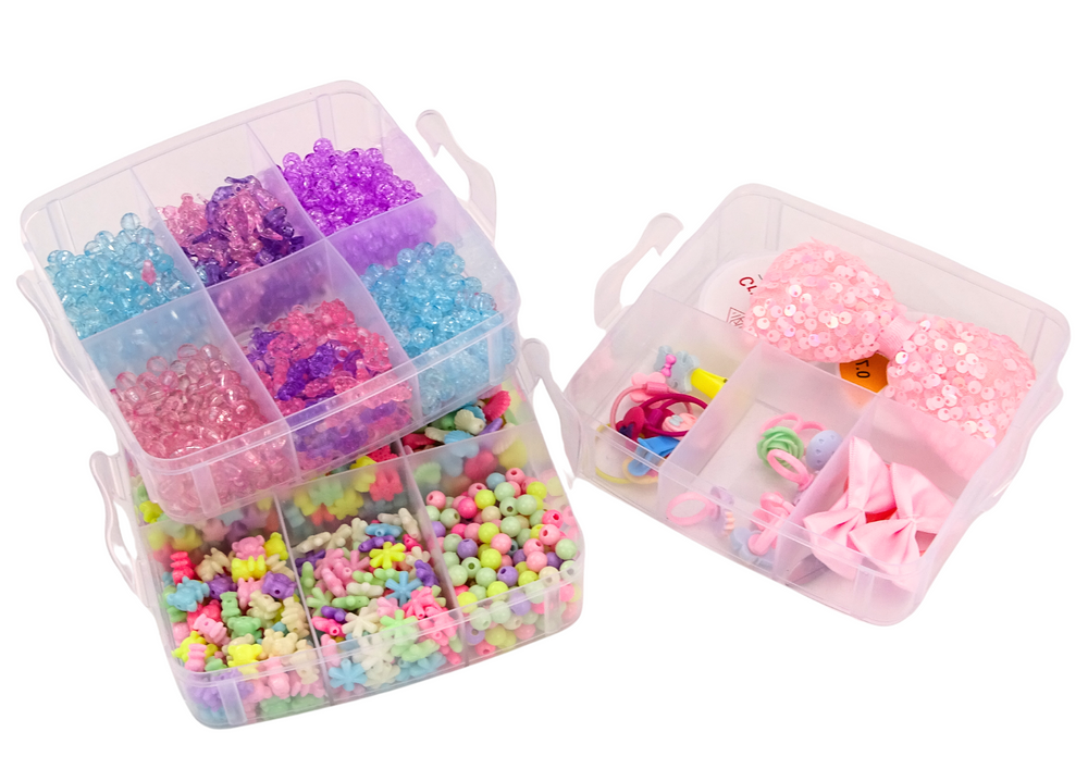 Set of Beads Pendants In a Suitcase Rubber Bands Clips Rings DIY 1620 pcs