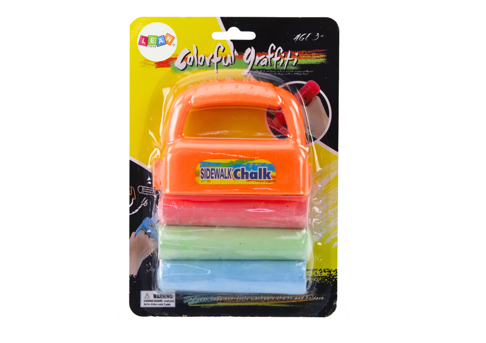 Set of Chalks with Handles Thick Sidewalk Chalk Orange 3 Pcs