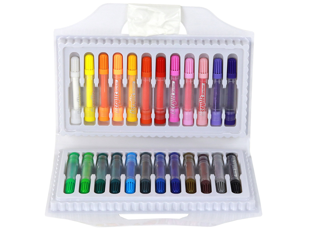 Set of Colored Acrylic Markers in a Suitcase, 24 Pieces