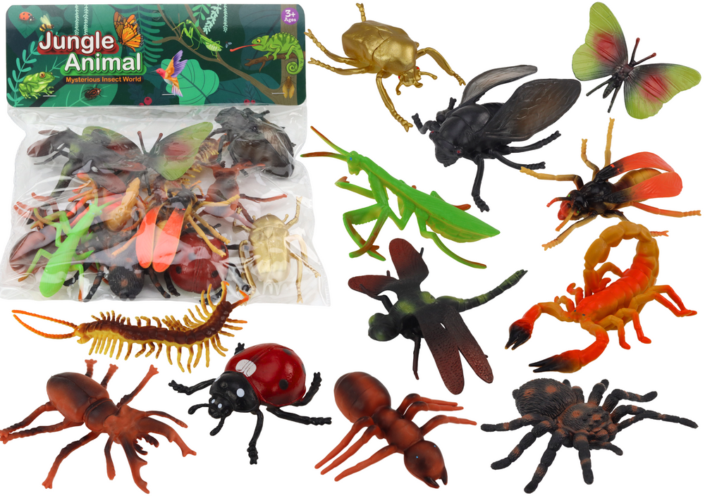 Set of Insect Figurines 12 Pieces Ladybug Spider Fly