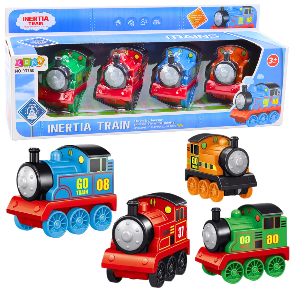 Set of locomotives with drive trains colorful 4pcs