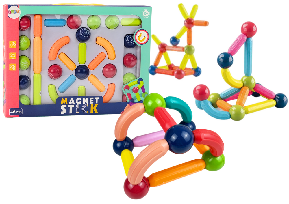 Set of Magnetic Construction Bricks 46El Colorful