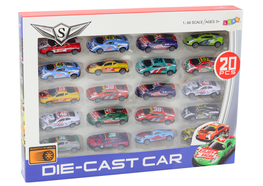 Set of Toy Cars, Spring Springs, Sports Racing Cars 1:64, 20 pcs.