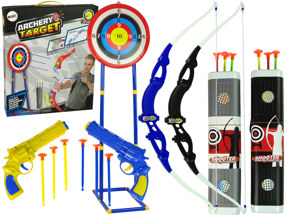 Shooting Set Bow Shield on Stand 134 cm Quiver Pistols