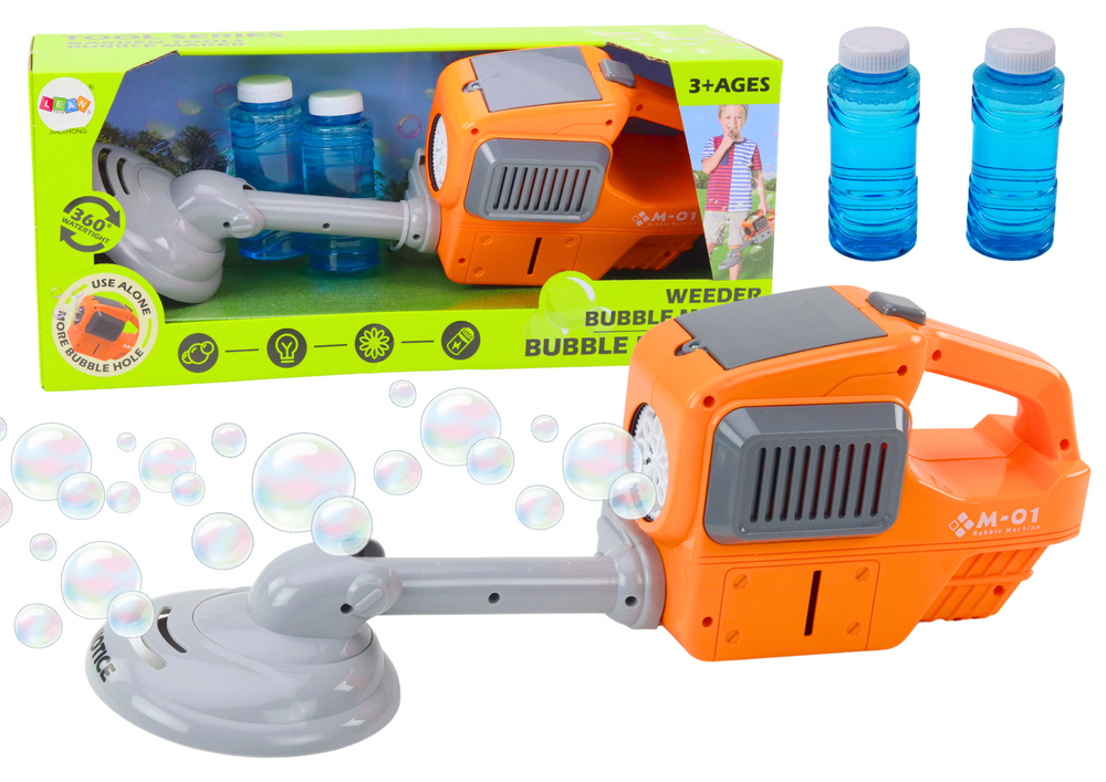 Soap Bubble Machine Lawn Mower Trimmer Two Liquids Orange