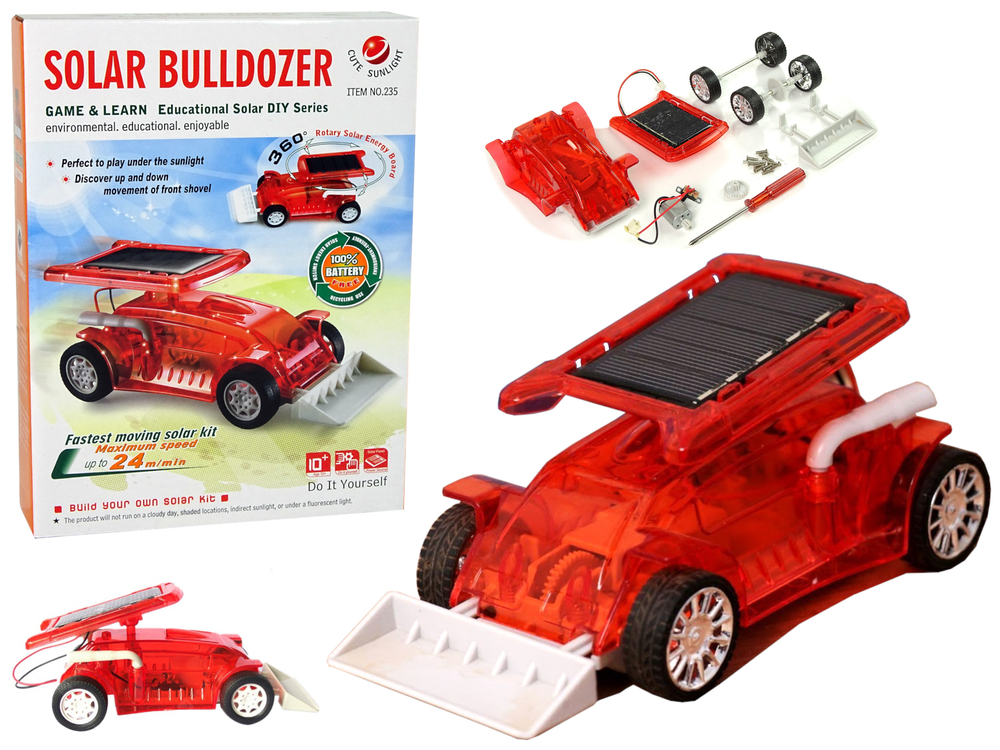 Solar Bulldozer Car Red