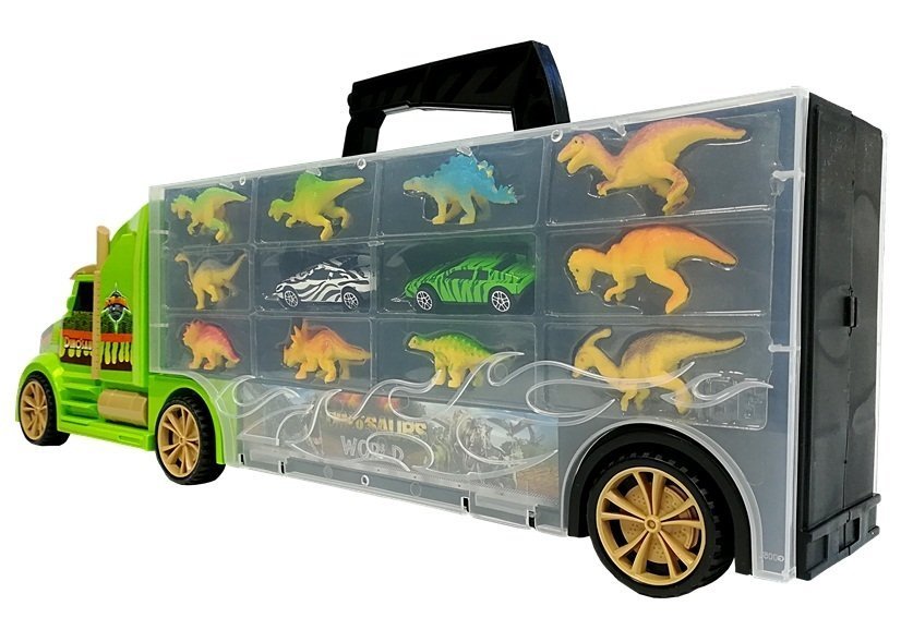 Truck Transporter Sorter Suitcase with Dinosaurs Green