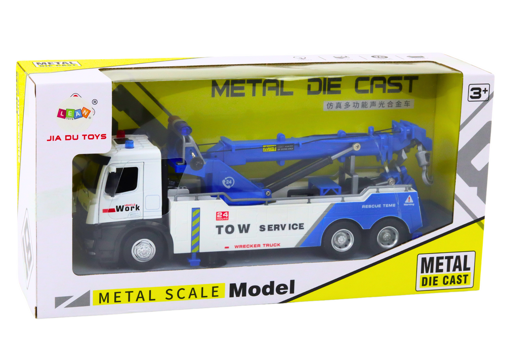 Truck With Crane Two Metal Hooks White And Blue Lights Sounds