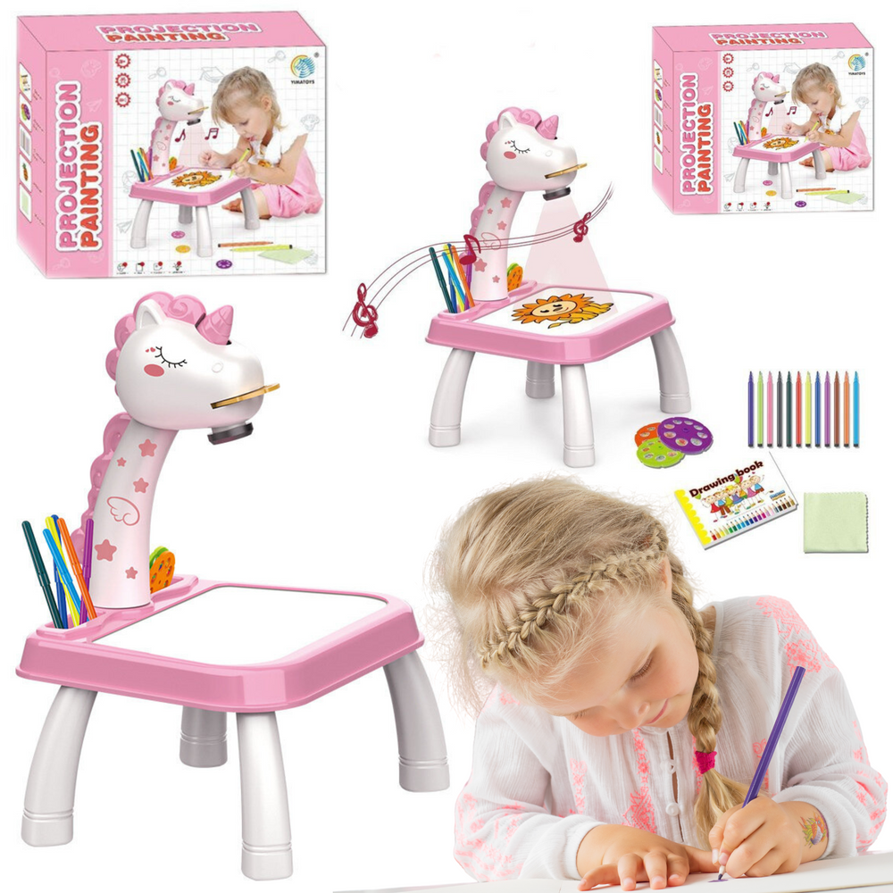 Unicorn Projector Painting Table Blackboard Pink